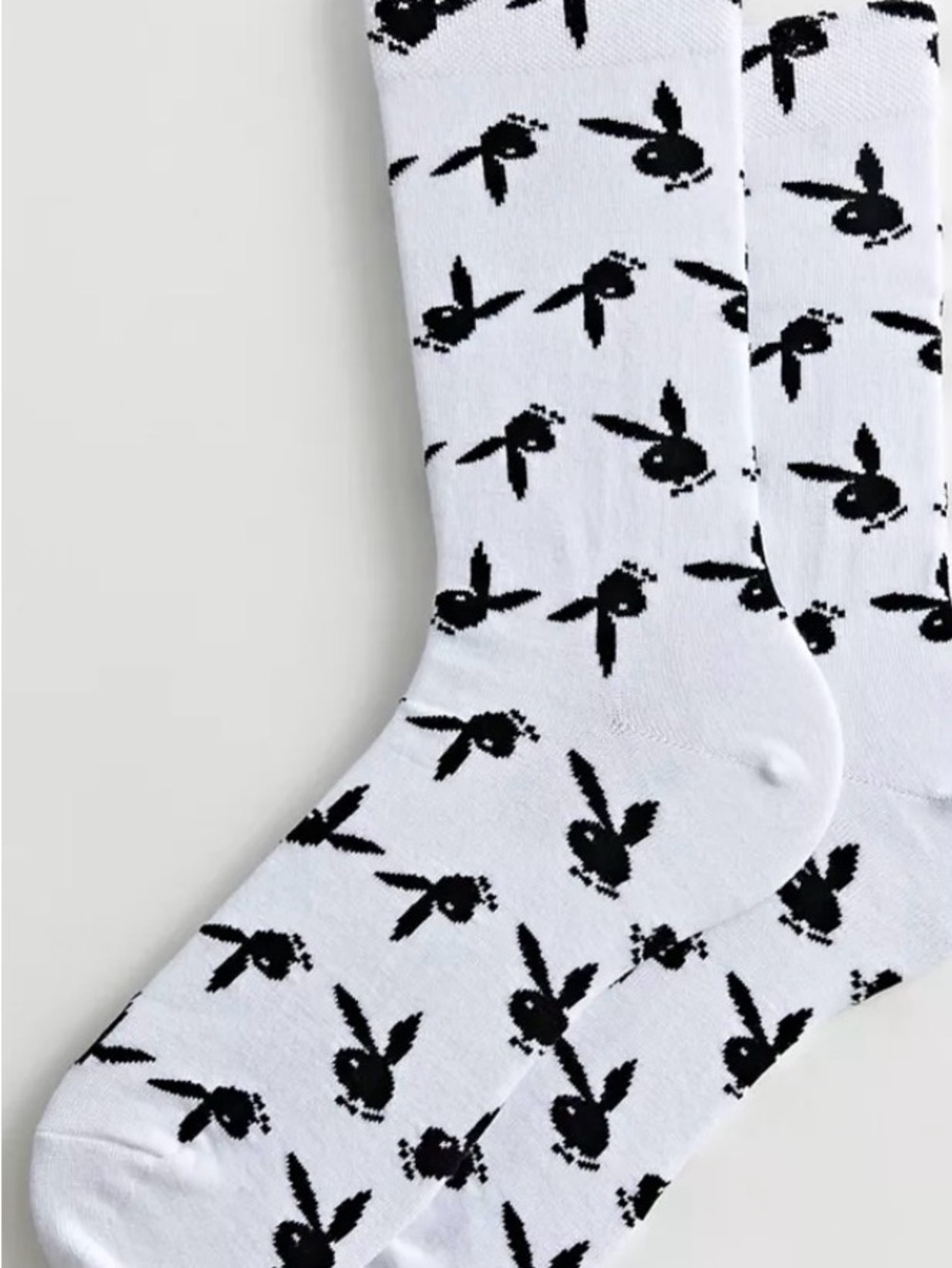 PLAYBOY ALLOVER SOCKS OS UNISEX STRETCH COTTON BLACK WHITE